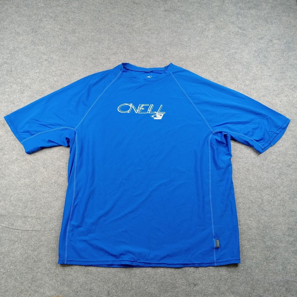 O'Neill Shirt Mens‎ Large Blue Nylon Stretch Short Sleeve Rashguard Swim Top